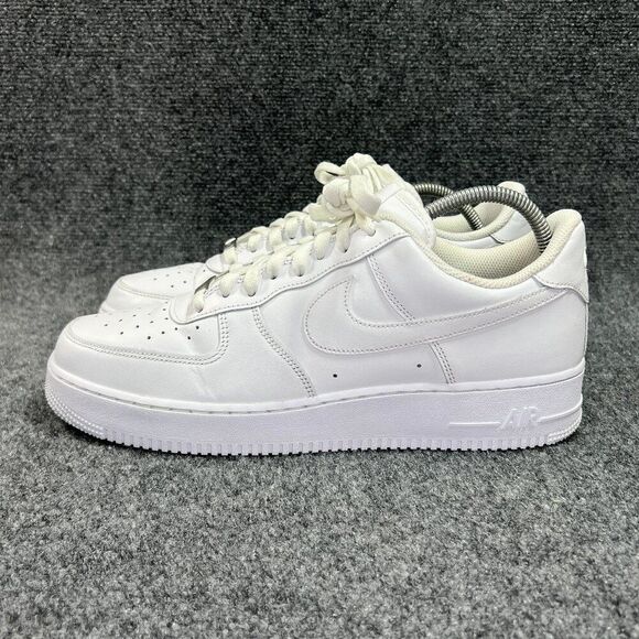 Nike Air Force 1 \'07 Shoes Men\'s Size 12 Triple White Leather Retro Low Athletic main image 5